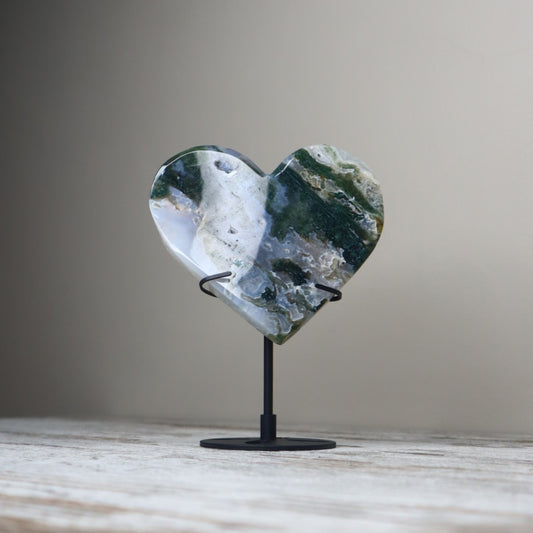 Moss Agate Heart Carving | Rich Moss Swirls | Grounding & Inner Growth