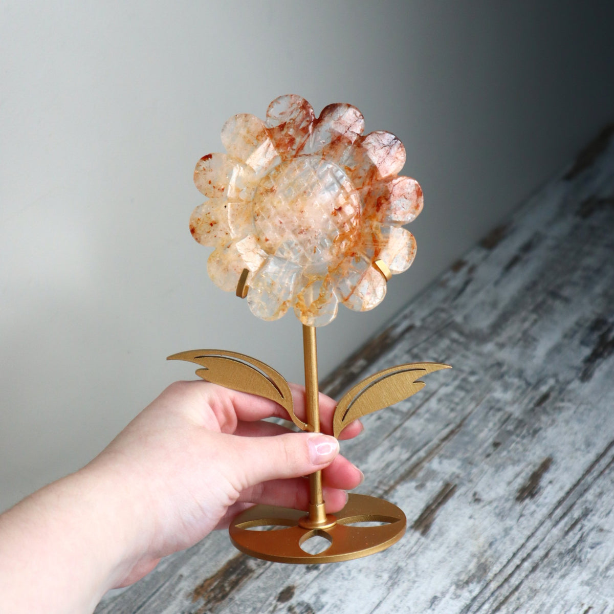 Hematoid Quartz Sunflower on Stand | Joy, Vitality &amp; Positive Energy