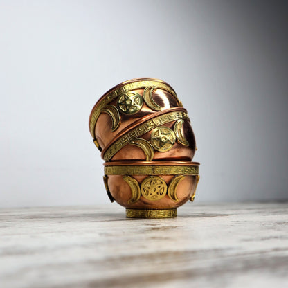Triple Moon Copper Bowl | 7.5cm | Intuition, Protection & Ritual Power