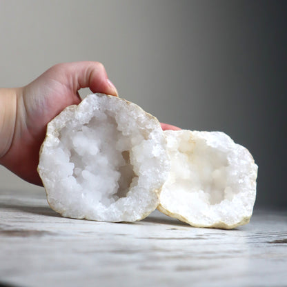 White Quartz Geode Pair | Cleansing, Harmony & Amplified Energy