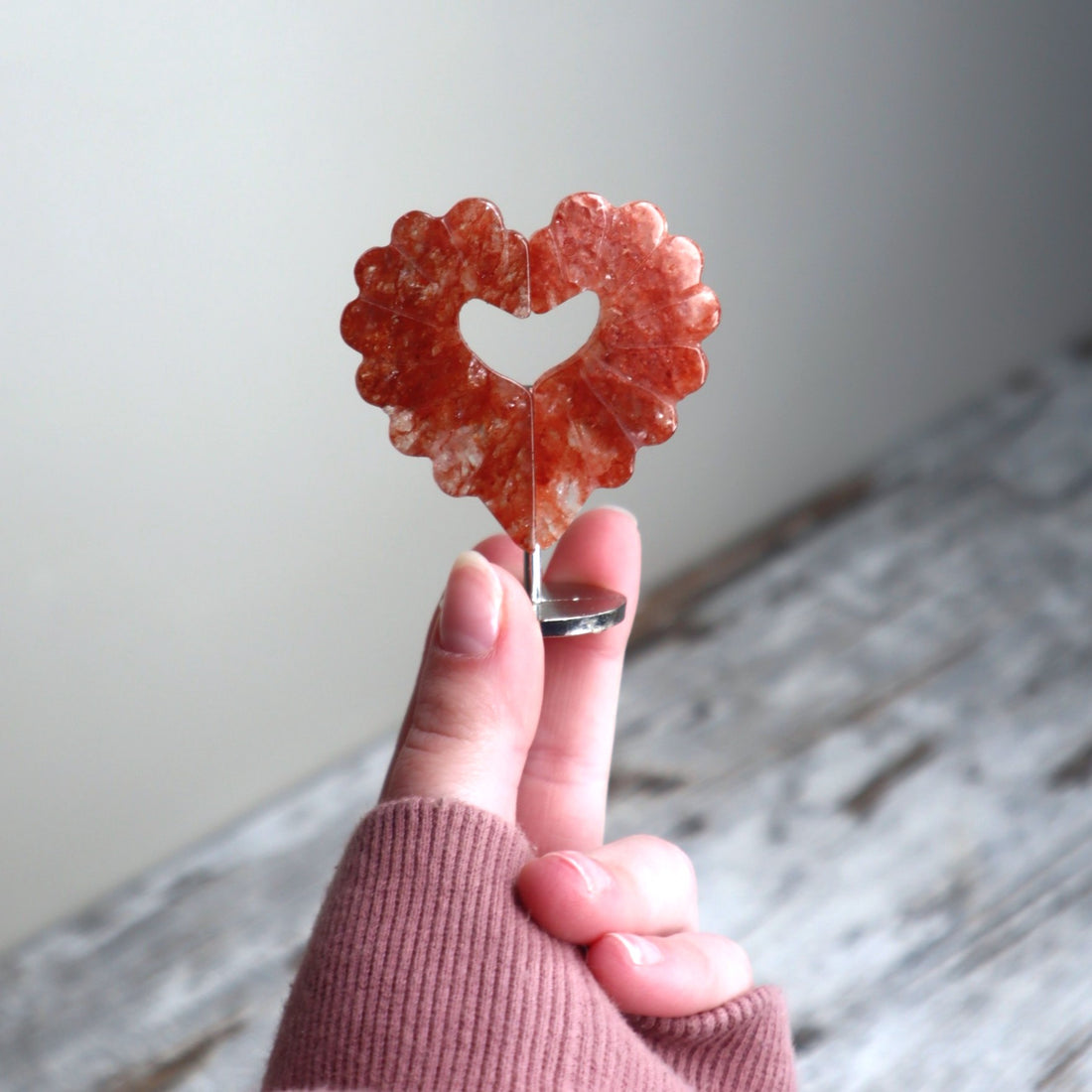 Strawberry Quartz Heart on Stand | Love, Joy &amp; Emotional Renewal