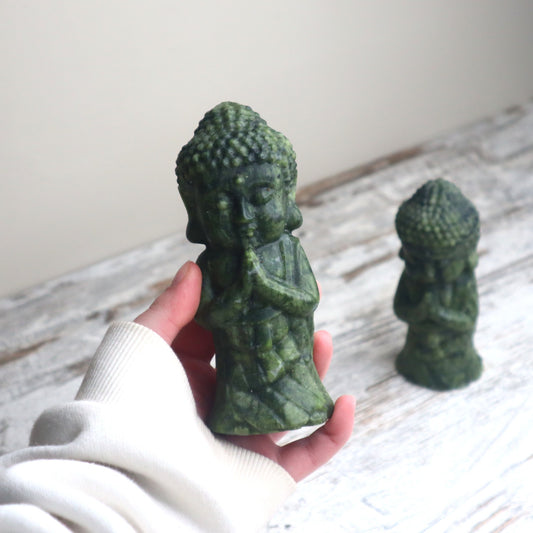 Xiuyan Jade (Serpentine) Buddha Carving | Peace, Wisdom & Harmony