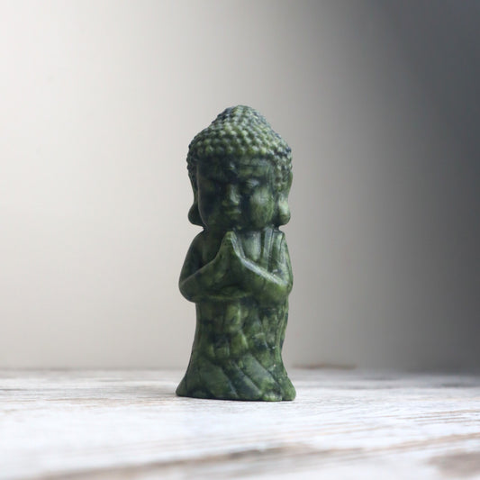 Xiuyan Jade (Serpentine) Buddha Carving | Peace, Wisdom & Harmony