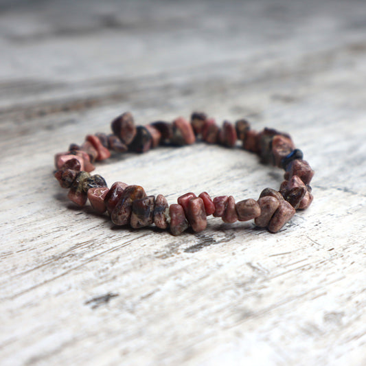 Rhodonite Crystal Chip Bracelet