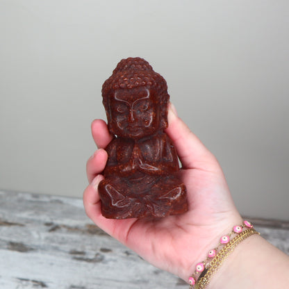 Strawberry Quartz Buddha Carving | Love, Joy & Soulful Alignment