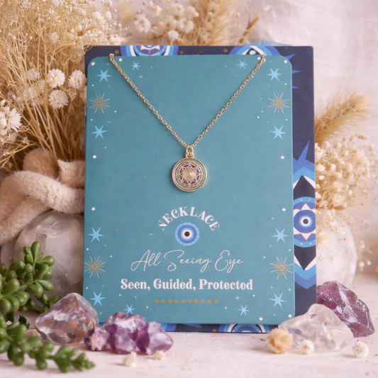 All Seeing Eye Necklace Greeting Card | Protection, Awareness & Divine Guidance