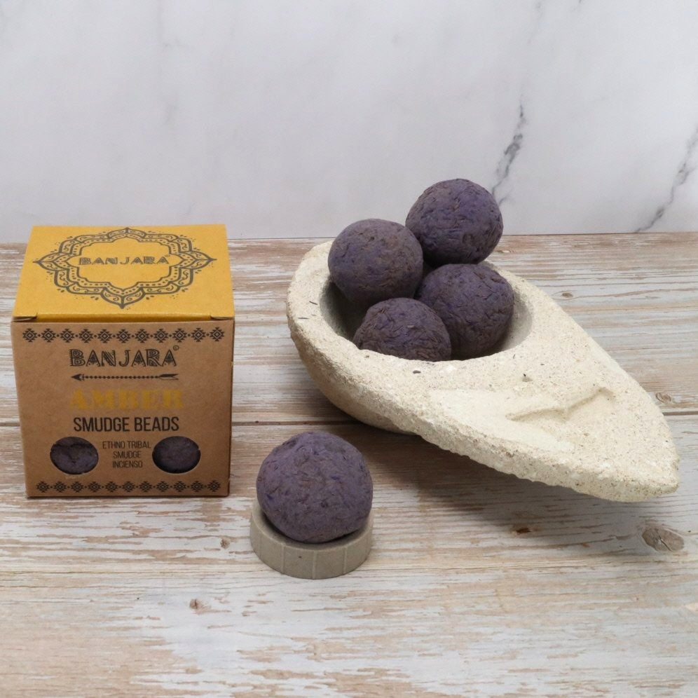 Banjara Amber Smudge Beads | Grounding, Warmth &amp; Protection