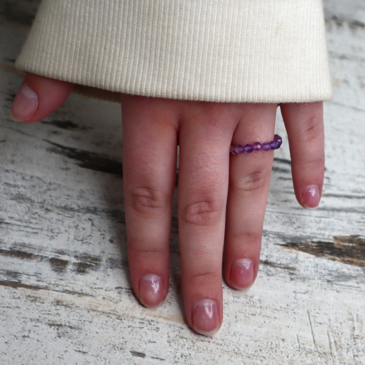 Amethyst Beaded Ring | Calm, Intuition &amp; Inner Peace