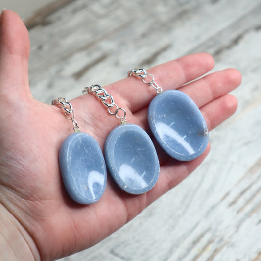 Angelite Worry Stone Keychain | Calm, Communication & Inner Peace