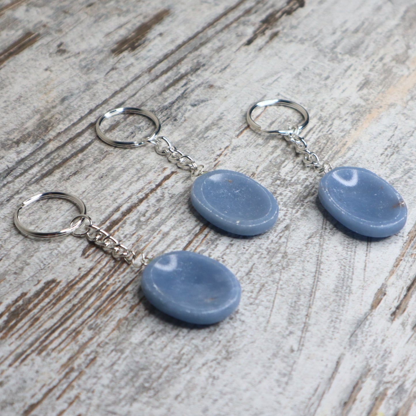 Angelite Worry Stone Keychain | Calm, Communication & Inner Peace