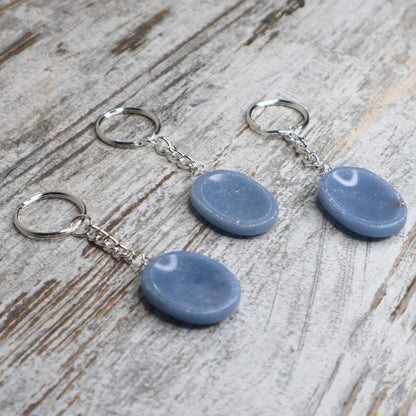 Angelite Worry Stone Keychain | Calm, Communication & Inner Peace