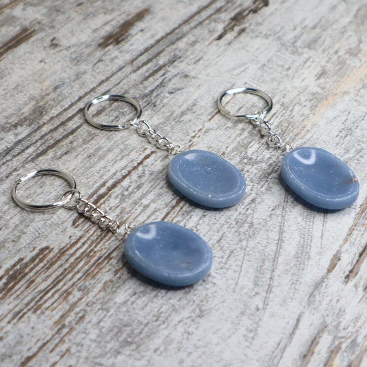 Angelite Worry Stone Keychain | Calm, Communication & Inner Peace