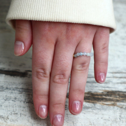Aquamarine Beaded Ring | Calm, Clarity &amp; Communication