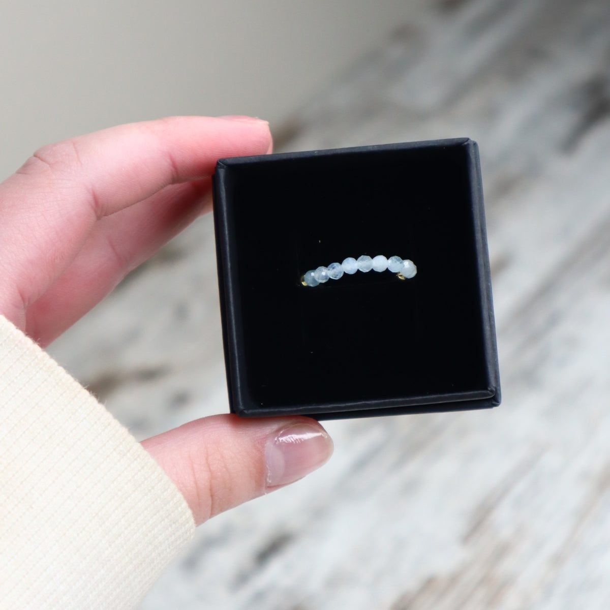 Aquamarine Beaded Ring | Calm, Clarity &amp; Communication