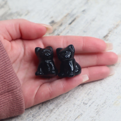 Black Obsidian Mini Bulldog Carving | Protection, Loyalty & Inner Strength
