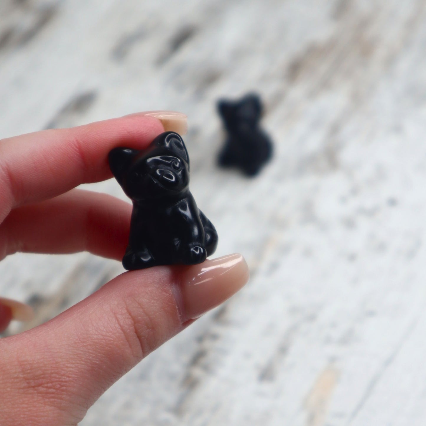 Black Obsidian Mini Bulldog Carving | Protection, Loyalty & Inner Strength