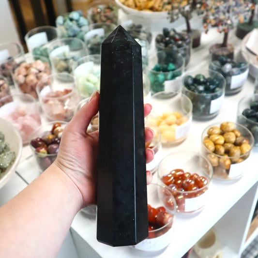 Black Tourmaline Statement Tower | Protection, Grounding & Energetic Shielding