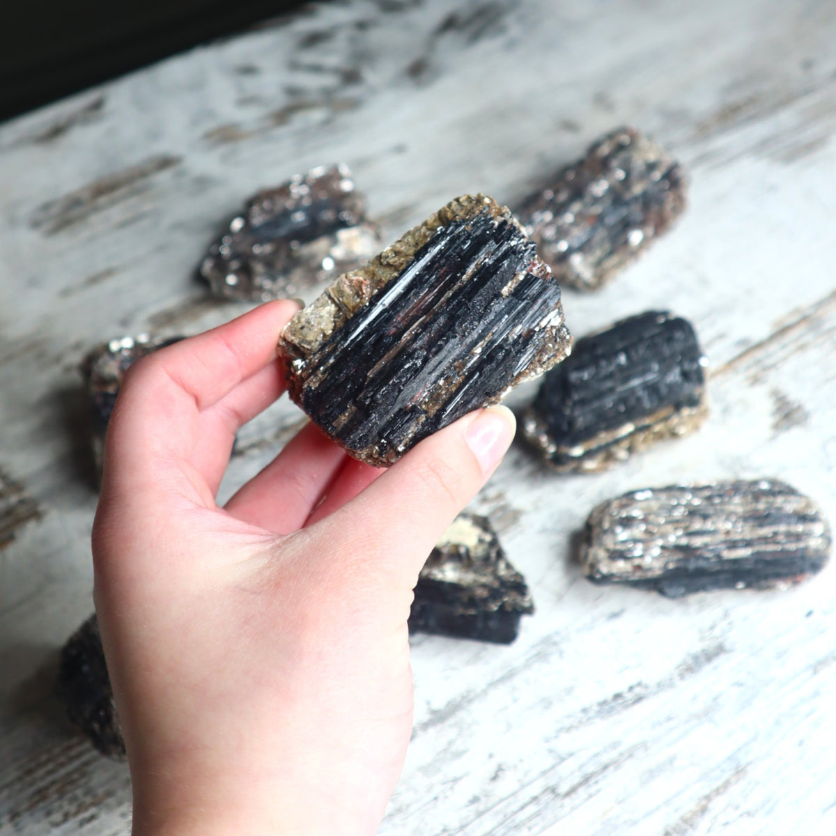 Black Tourmaline with Mica Raw Cluster | Protection, Grounding &amp; Reflective Awareness