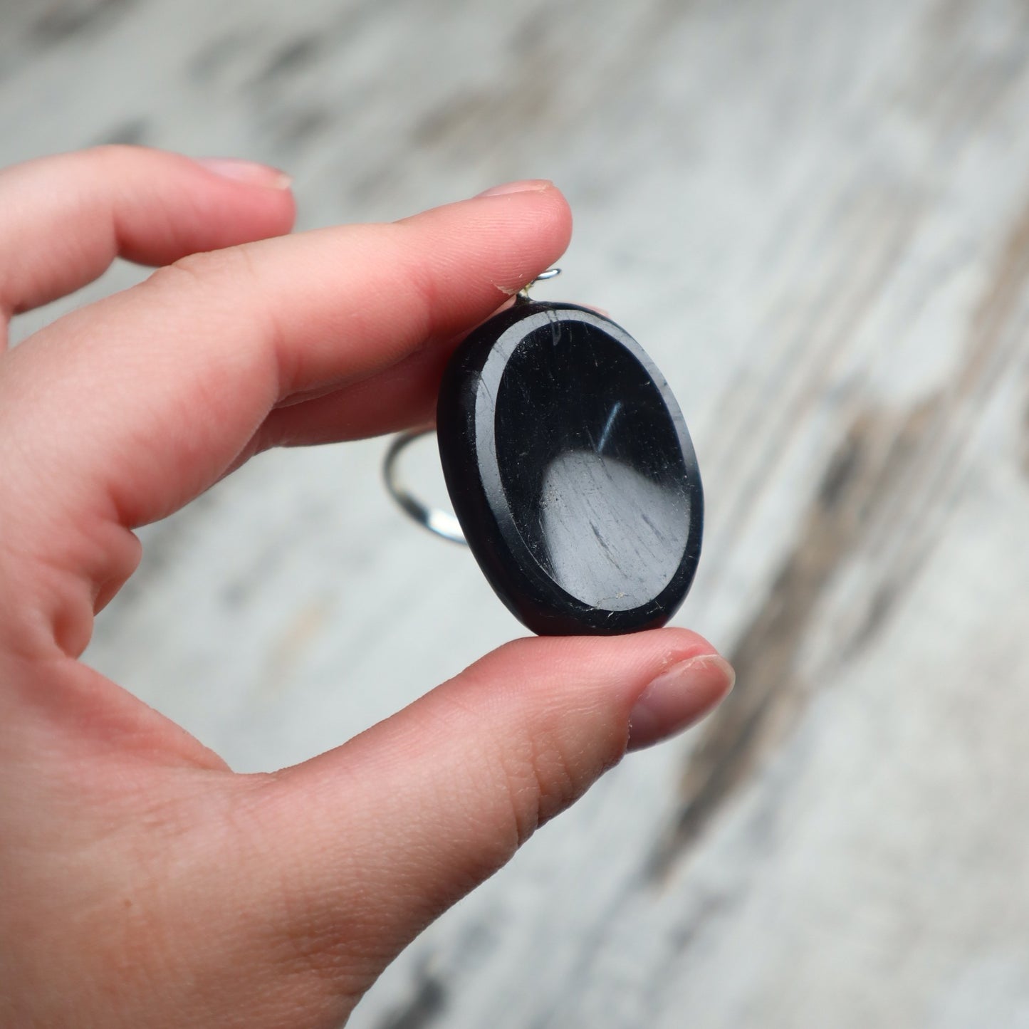 Black Tourmaline Worry Stone Keychain | Protection, Grounding & Energy Shield