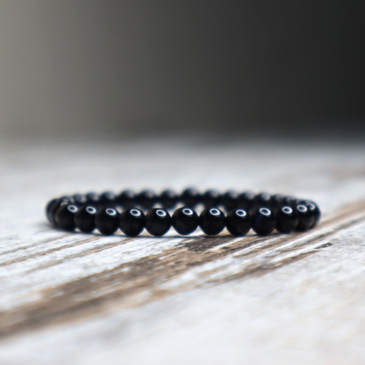 Black Agate Bead Bracelet | 6mm | Protection, Strength &amp; Grounding