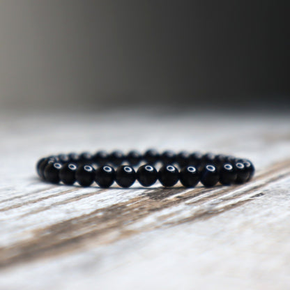 Black Agate Bead Bracelet | 6mm | Protection, Strength & Grounding