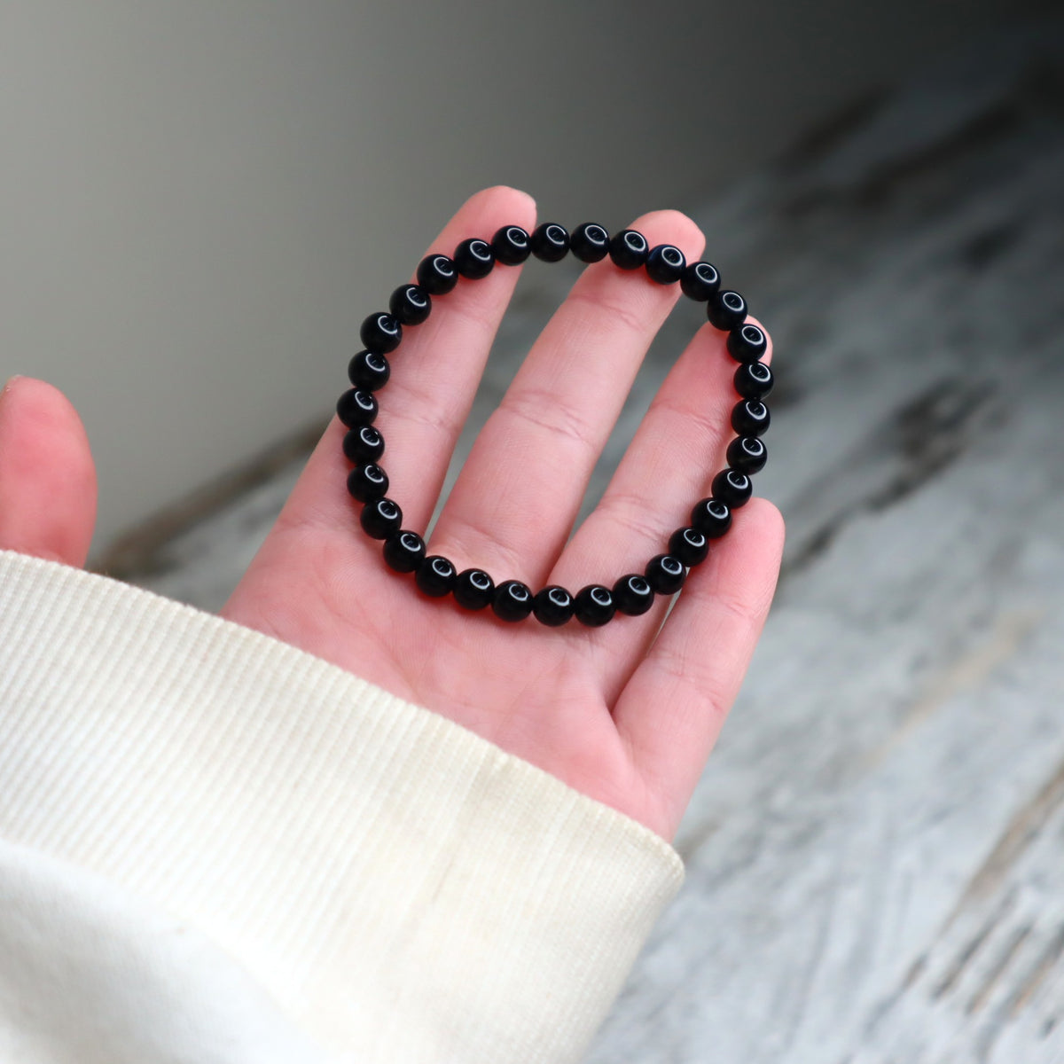 Black Agate Bead Bracelet | 6mm | Protection, Strength &amp; Grounding
