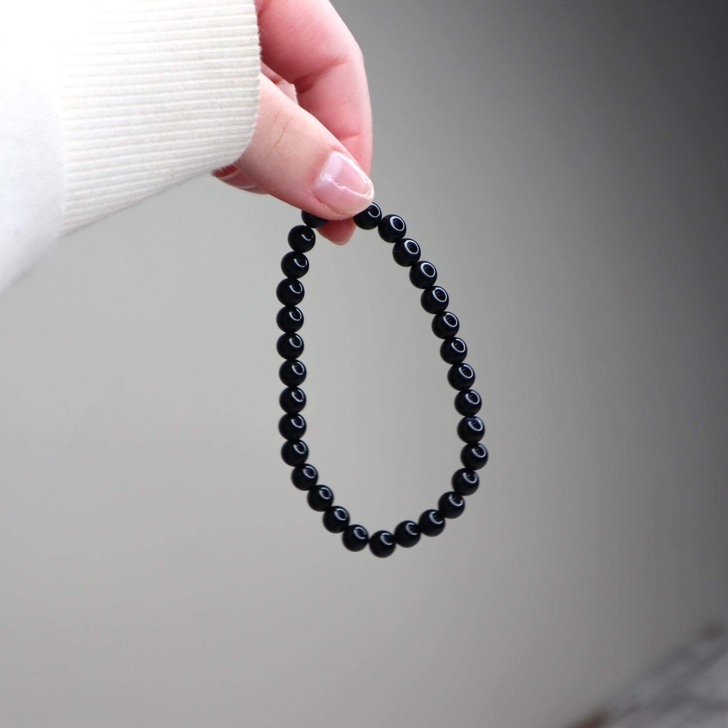 Black Agate Bead Bracelet | 6mm | Protection, Strength &amp; Grounding