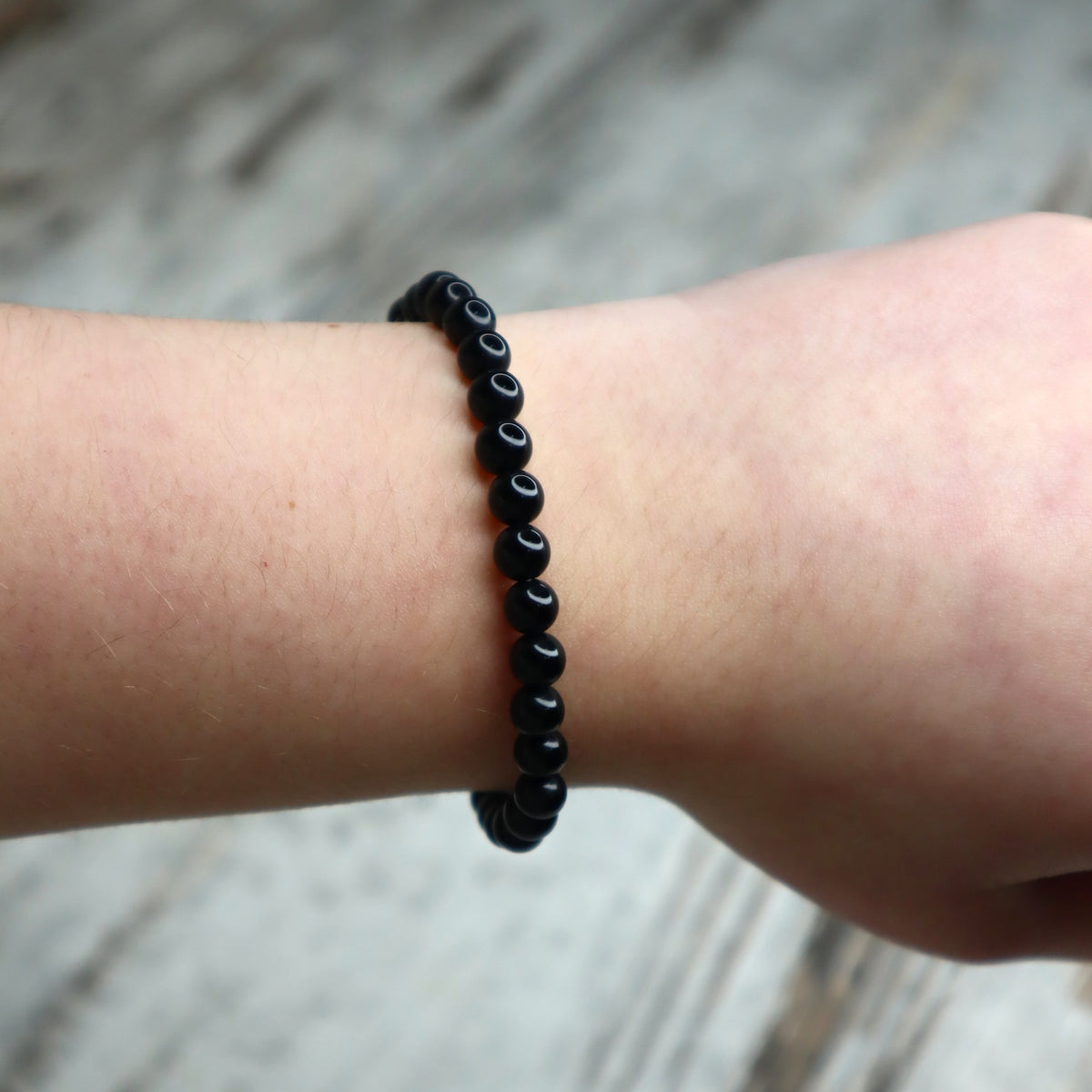 Black Agate Bead Bracelet | 6mm | Protection, Strength &amp; Grounding