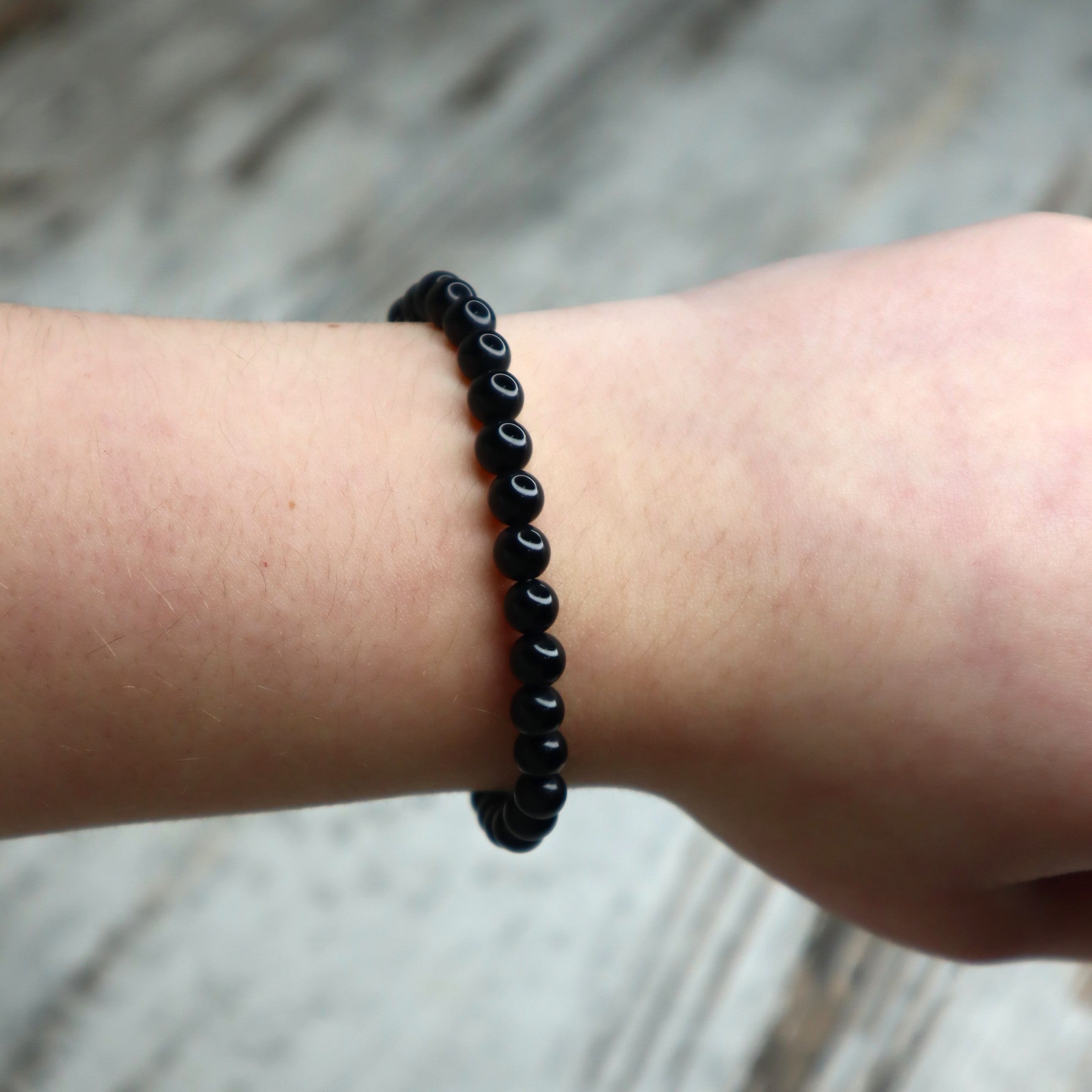 Black Agate Bead Bracelet | 6mm | Protection, Strength &amp; Grounding