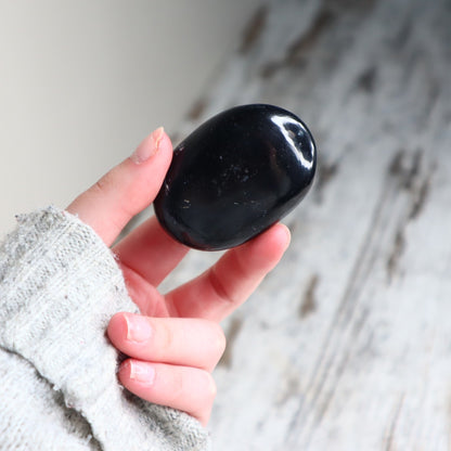 Black Tourmaline Palm Stone | Protection, Grounding &amp; Inner Strength