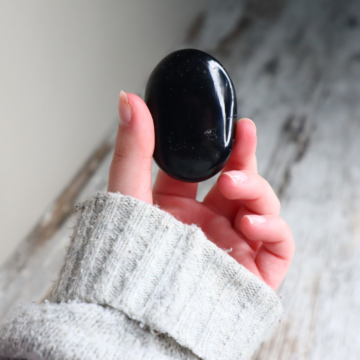 Black Tourmaline Palm Stone | Protection, Grounding &amp; Inner Strength