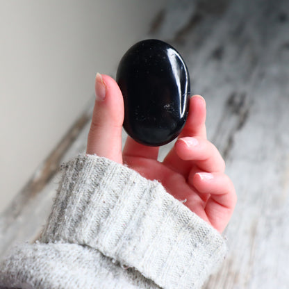 Black Tourmaline Palm Stone | Protection, Grounding &amp; Inner Strength