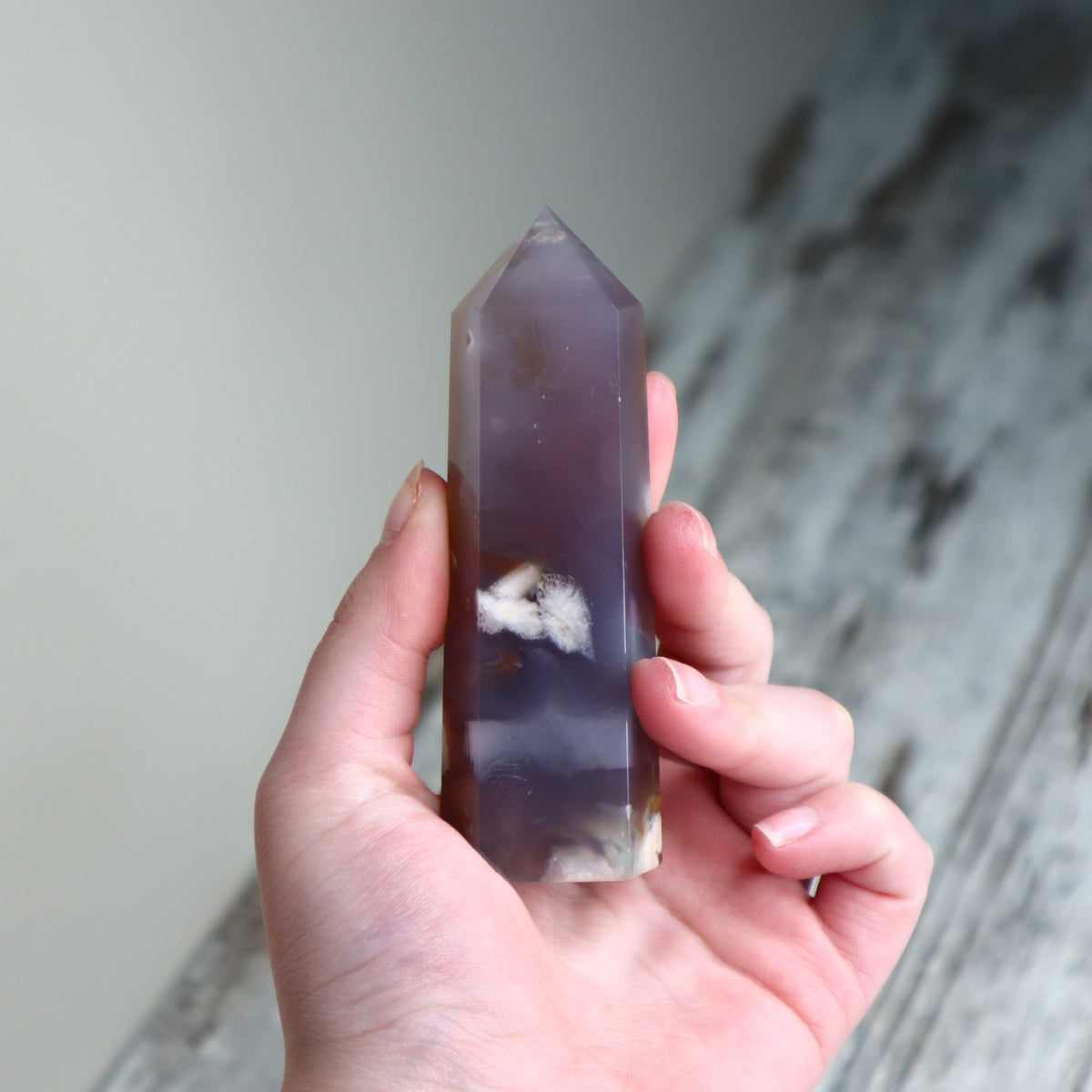 Blue Flower Agate Point | Personal Growth, Inner Peace &amp; Blossoming Potential