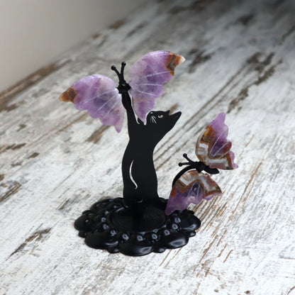 Amethyst Cat & Butterfly Display | Intuition, Calm & Spiritual Growth