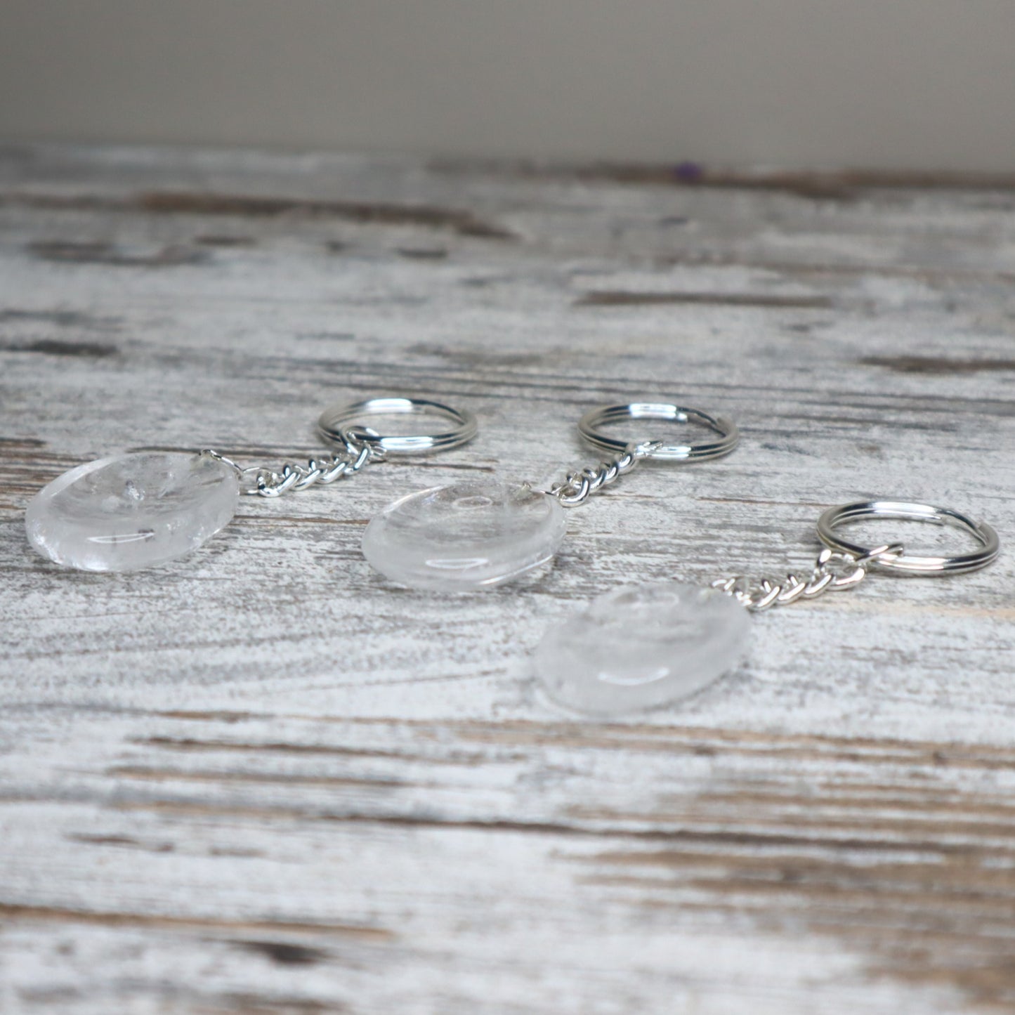 Clear Quartz Worry Stone Keychain | Clarity, Energy Amplification & Alignment