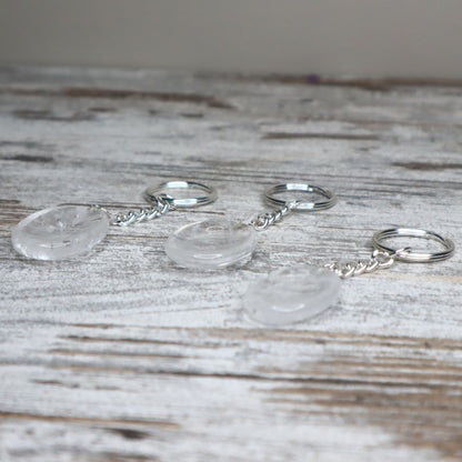 Clear Quartz Worry Stone Keychain | Clarity, Energy Amplification & Alignment