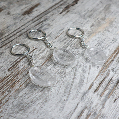 Clear Quartz Worry Stone Keychain | Clarity, Energy Amplification & Alignment