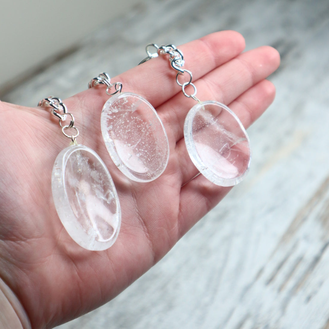 Clear Quartz Worry Stone Keychain | Clarity, Energy Amplification &amp; Alignment