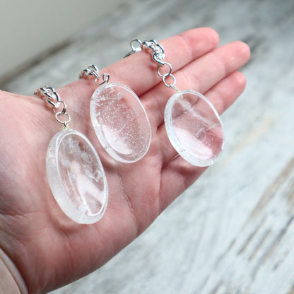 Clear Quartz Worry Stone Keychain | Clarity, Energy Amplification & Alignment