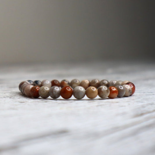 Coral Jasper Bead Bracelet | 6mm | Nurturing, Stability & Emotional Strength