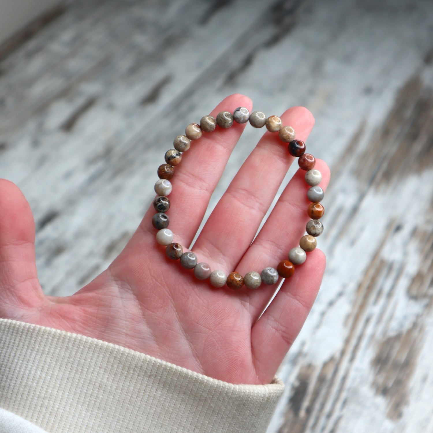 Coral Jasper Bead Bracelet | 6mm | Nurturing, Stability &amp; Emotional Strength