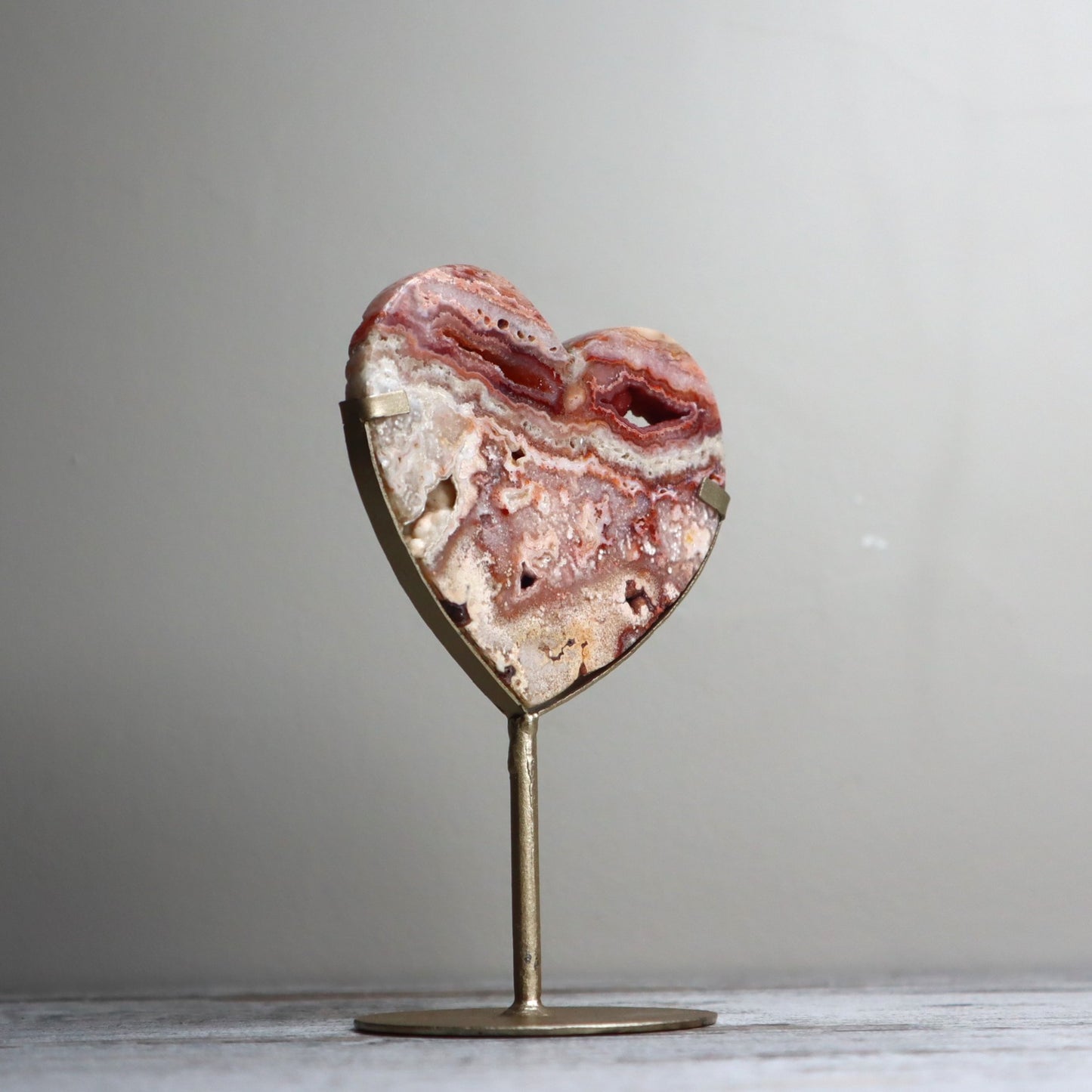 Crazy Lace Agate Heart on Stand | Joy, Balance & Uplifting Energy