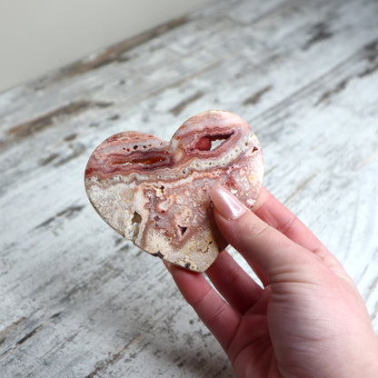 Crazy Lace Agate Heart on Stand | Joy, Balance & Uplifting Energy