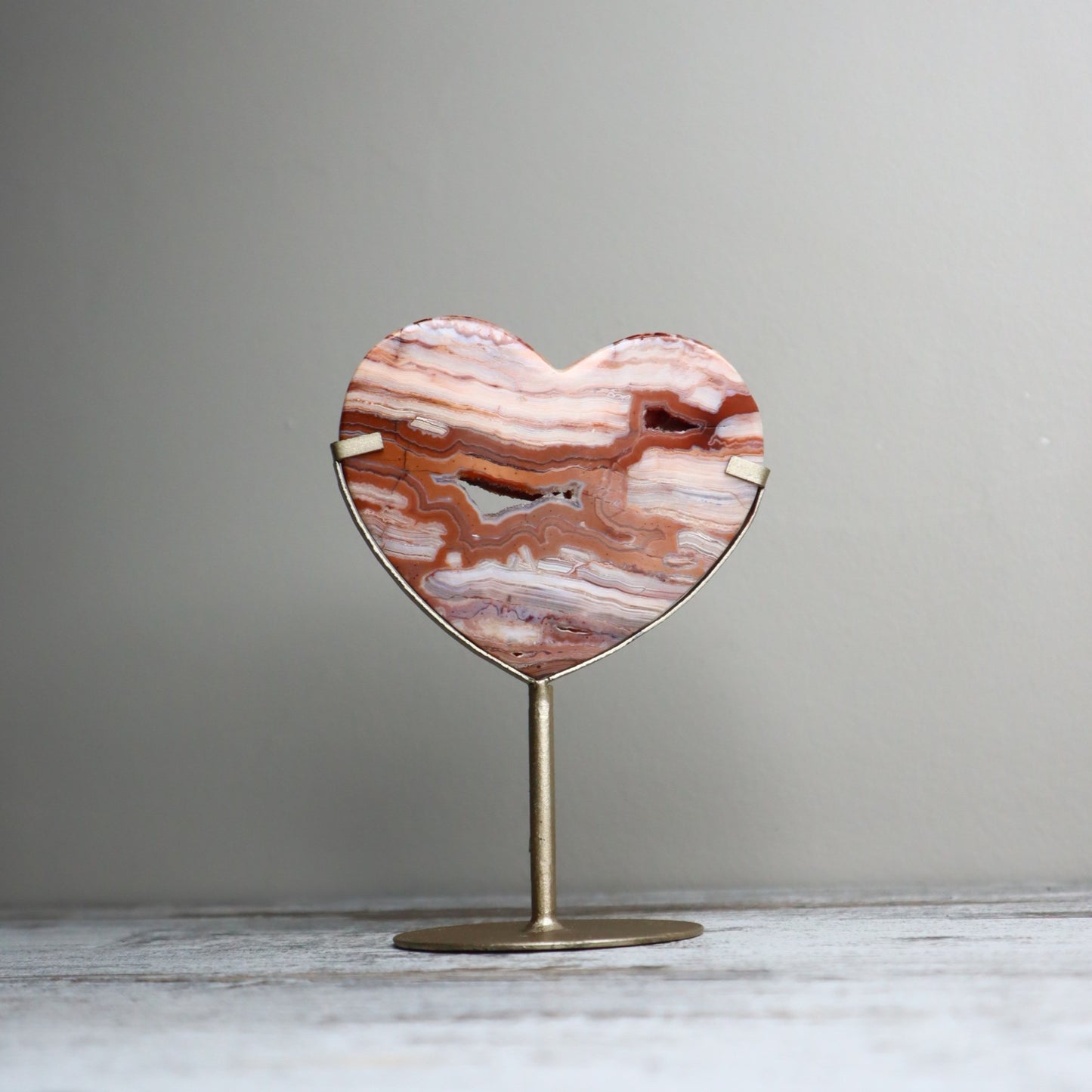 Crazy Lace Agate Heart on Stand | Joy, Stability & Grounded Energy