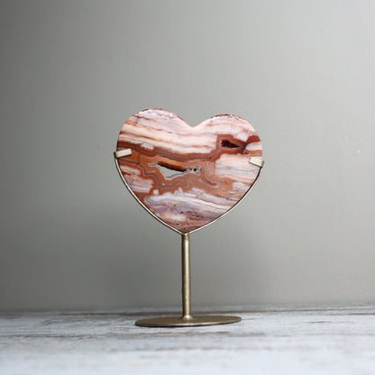 Crazy Lace Agate Heart on Stand | Joy, Stability & Grounded Energy