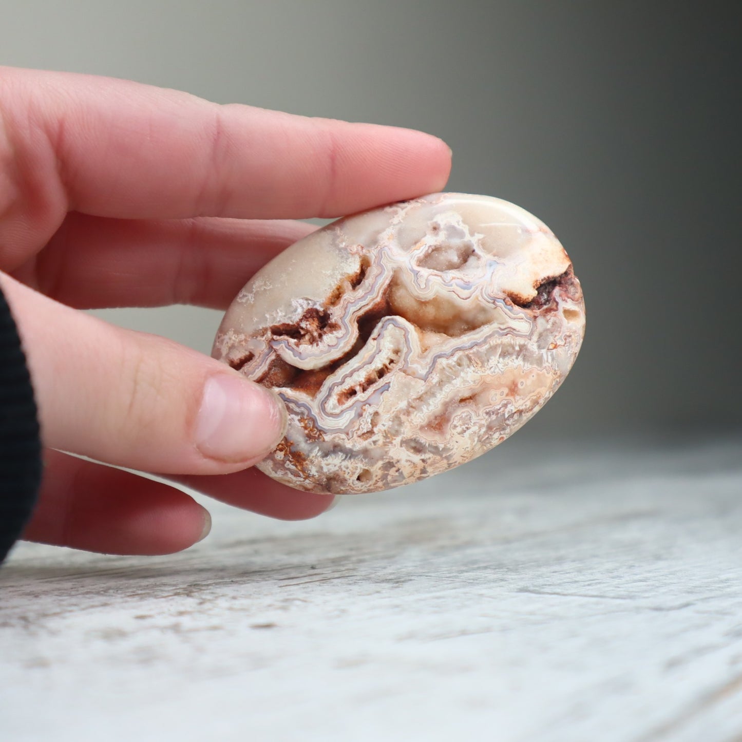 Crazy Lace Agate Druzy Palm Stone | Calm Joy, Balance & Gentle Grounding