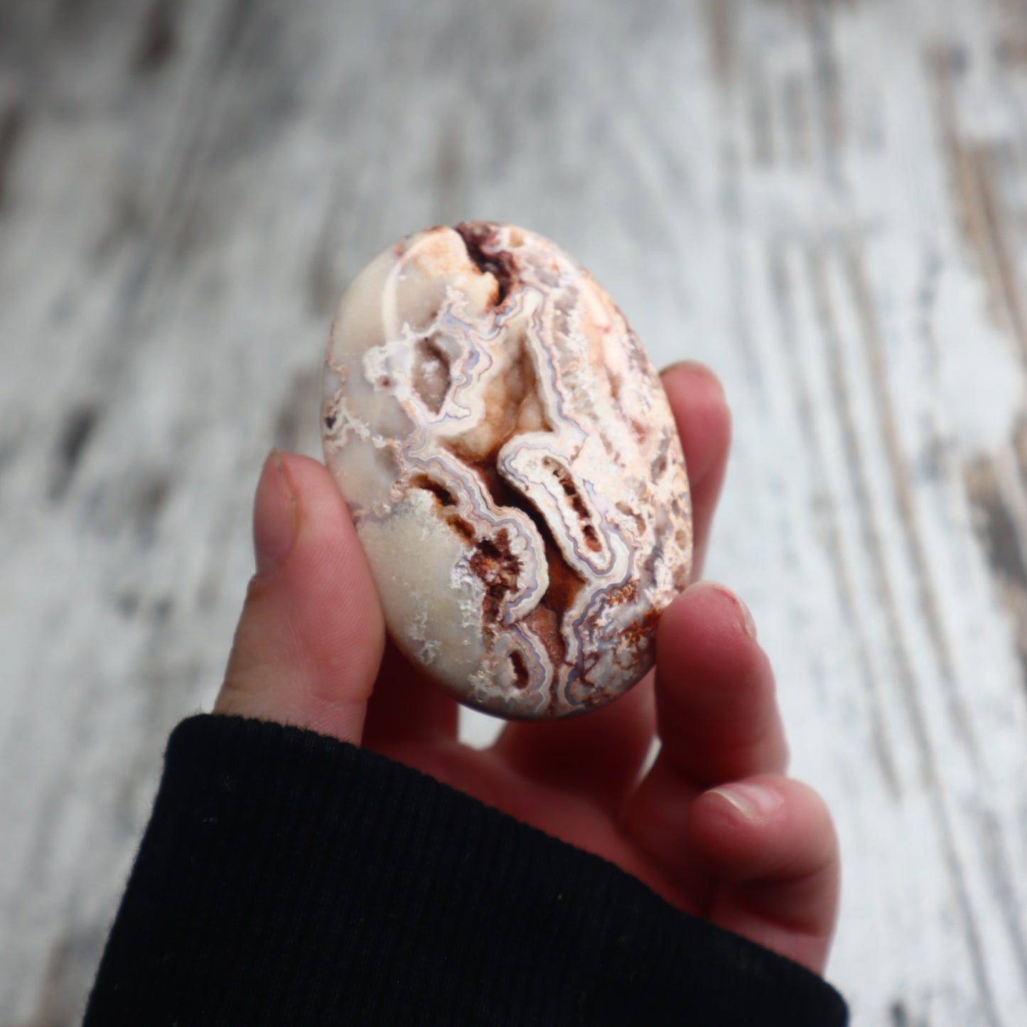 Crazy Lace Agate Druzy Palm Stone | Calm Joy, Balance & Gentle Grounding