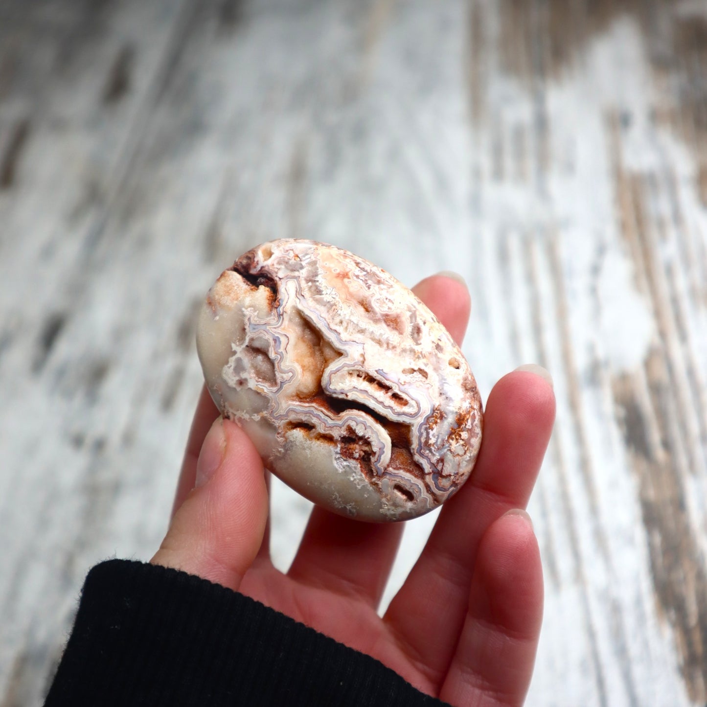 Crazy Lace Agate Druzy Palm Stone | Calm Joy, Balance & Gentle Grounding