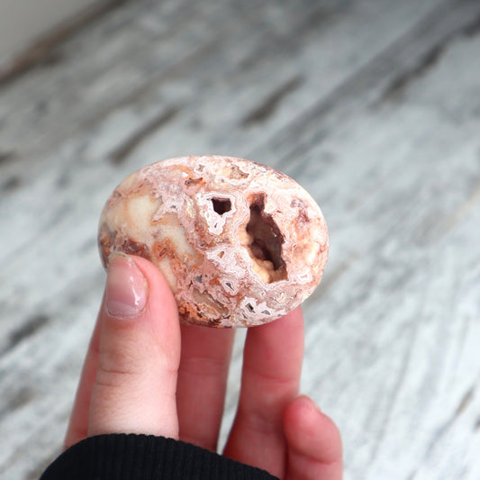 Crazy Lace Agate Druzy Palm Stone | Grounded Clarity, Inner Balance & Gentle Protection