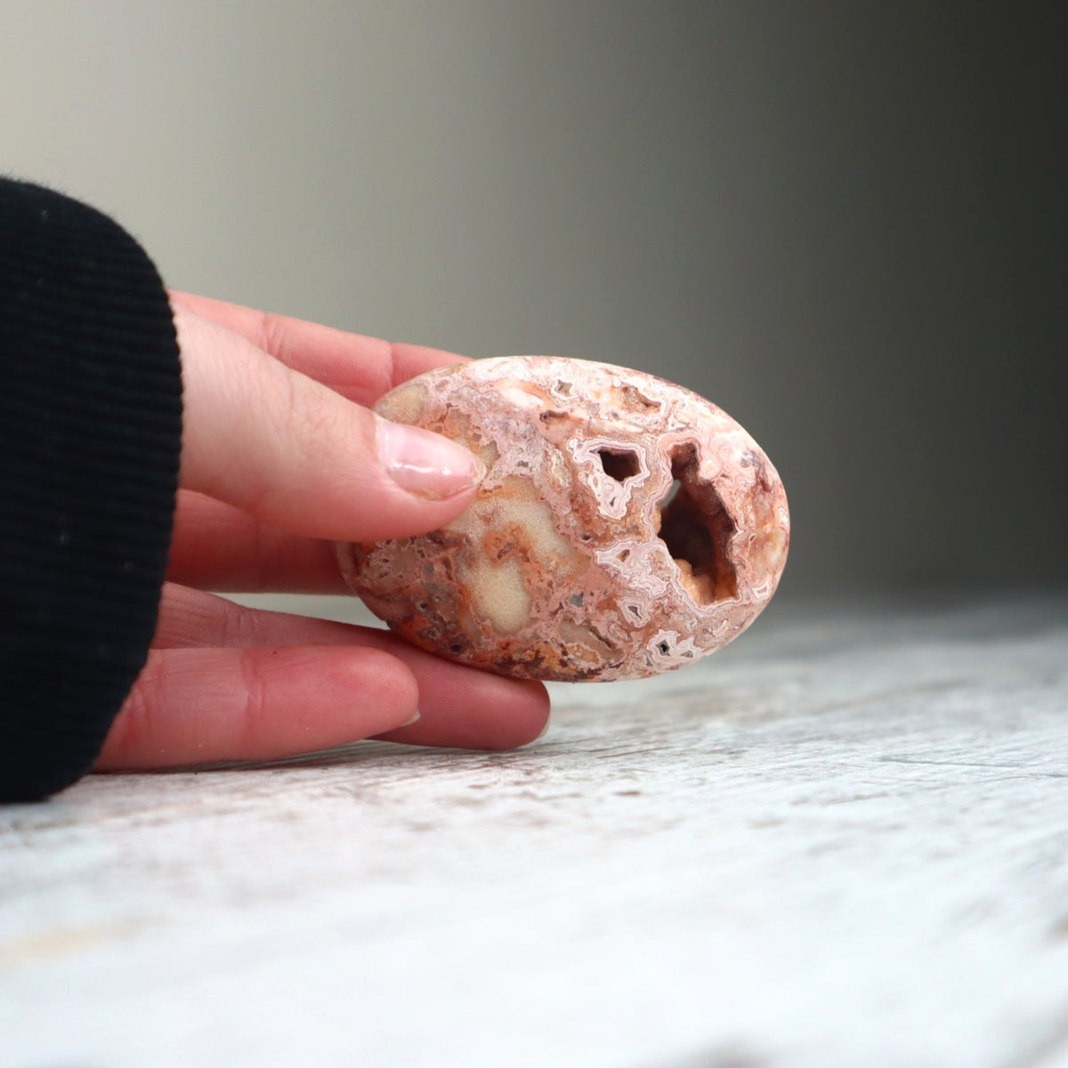 Crazy Lace Agate Druzy Palm Stone | Grounded Clarity, Inner Balance &amp; Gentle Protection